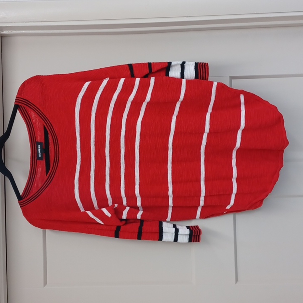Express Red and White Striped Sweater